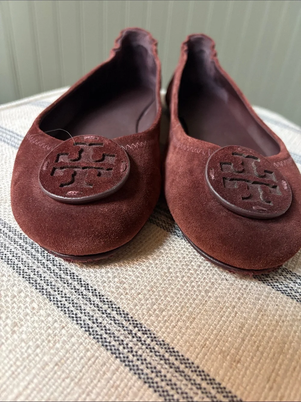 Tory Burch Burgundy Suede Reva Ballet Flats - Picture 3 of 4